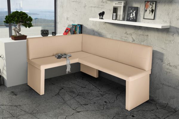 Eckbank Bank Küchenbank 196 x 142 cm -ROBIN XL R -Kunstleder Creme