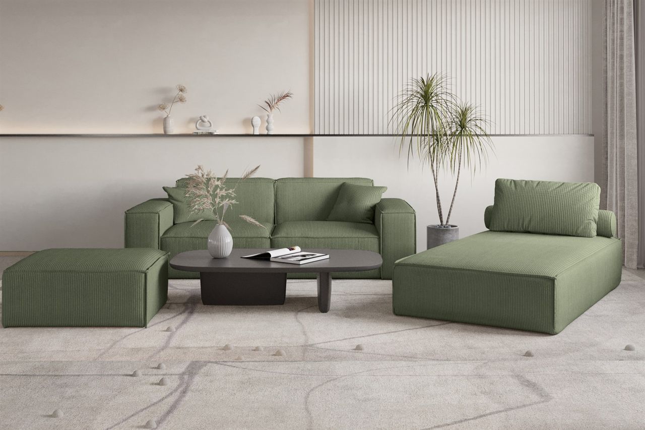 Polstermöbel Set 3-teilig CELES PREMIUM in Stoff Scala Forest