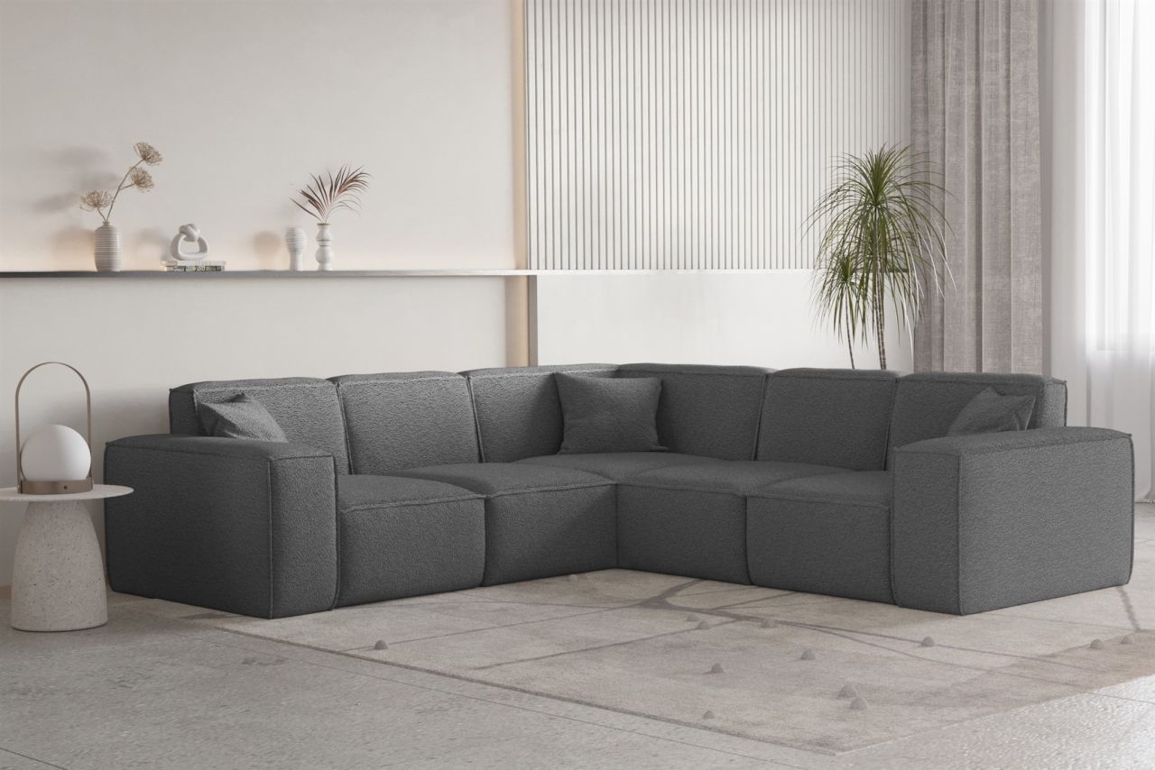 Ecksofa ersofa CELES PREMIUM Stoff Ascot Bukla Graphit Seite Universal