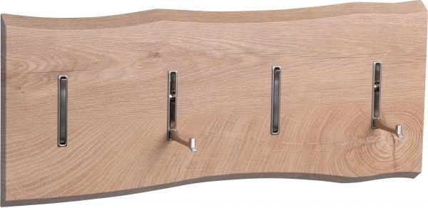 Garderobe ADAM 60x25x2,3 cm inkl. 4 Haken Baumkante Dekor Eiche