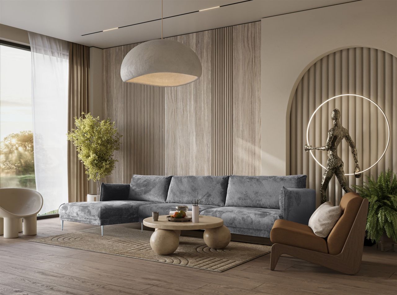 Ecksofa ersofa MADISON XL Stoff Tender Way Grau Ottomane Links