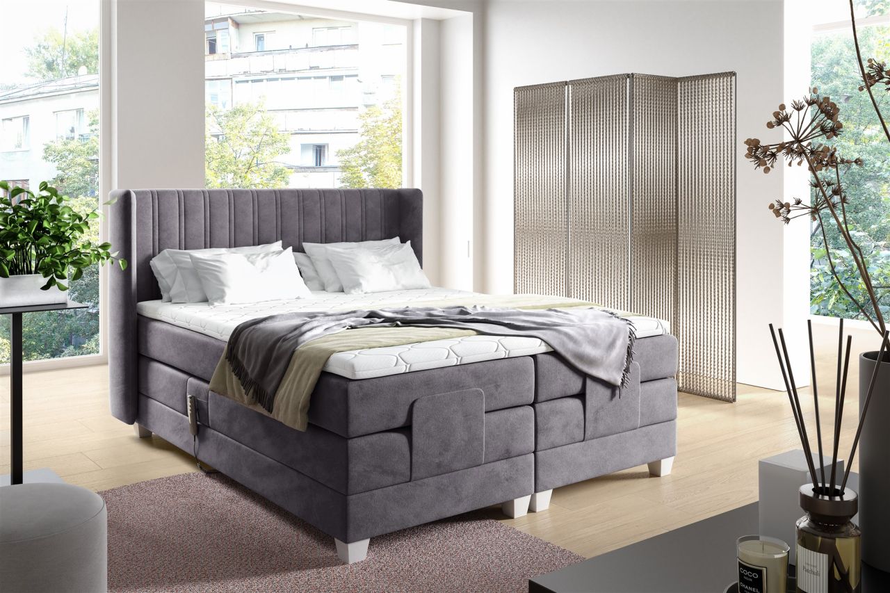Boxspringbett Elektrisch Bett MAGNUS 140x200cm in Stoff Salvador Grafit
