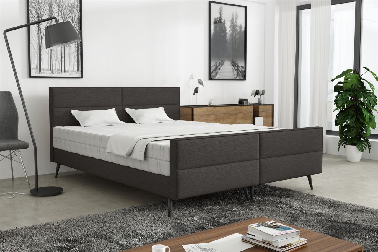 Polsterbett Doppelbett CREMONA 160x200cm Komplettset Stoff Gemma Anthrazit