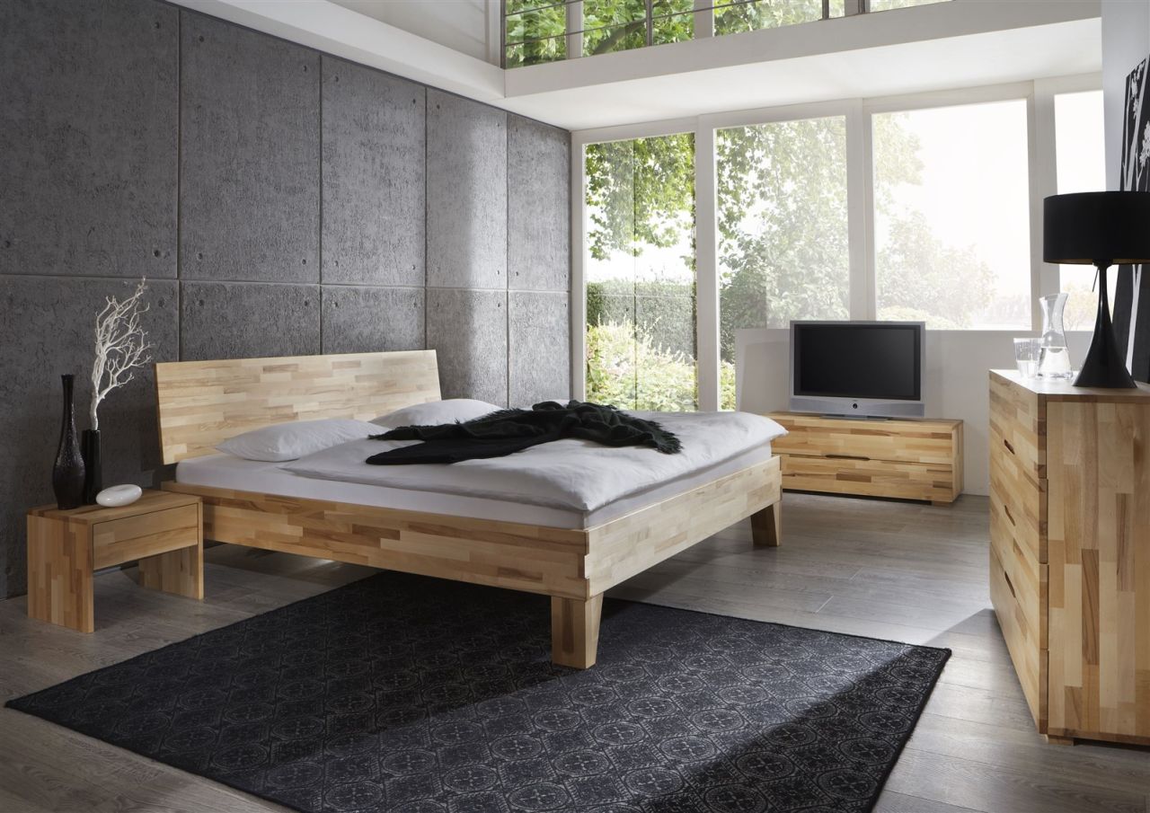 Massivholzbett Schlafzimmerbett -Sierra XL -Bett Kernbuche 100x220 cm