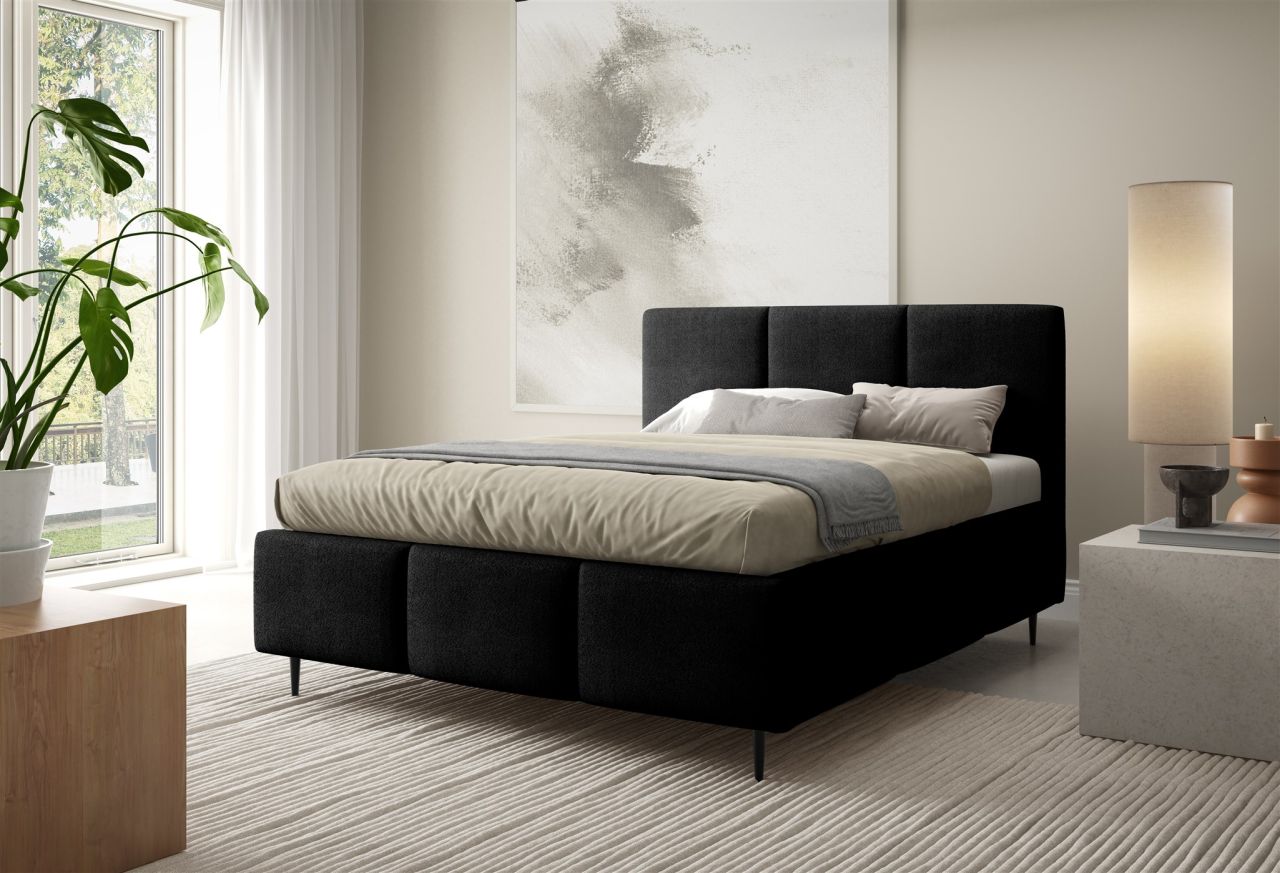 Polsterbett Schlafzimmerbett MIAMI 140x200cm in Stoff Coral Schwarz