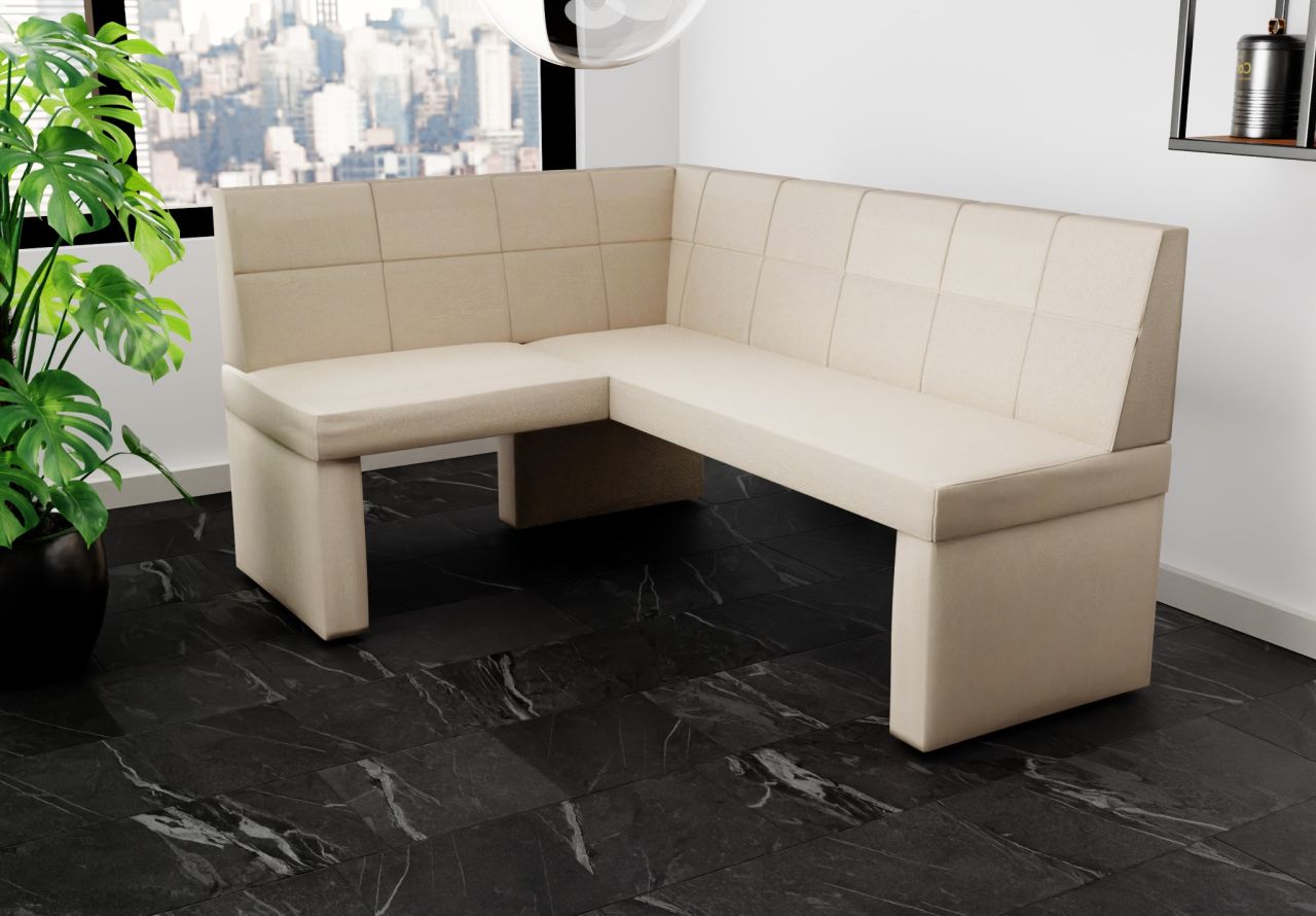 Eckbank Bank Küchenbank 168x128 cm BLAKE R Stoff Soro Creme