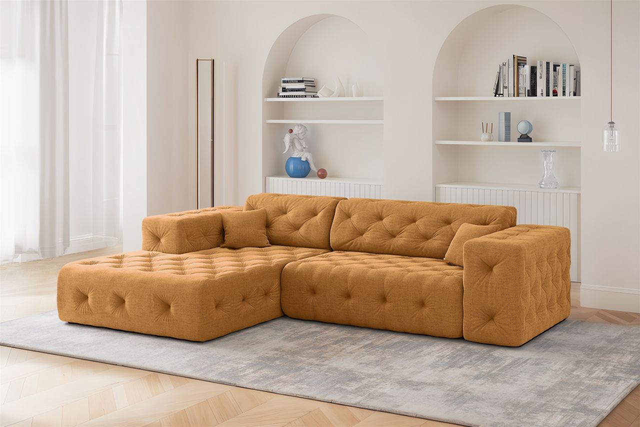 Ecksofa ersofa CHANTAL in Stoff Moly Orange Ottomane Links