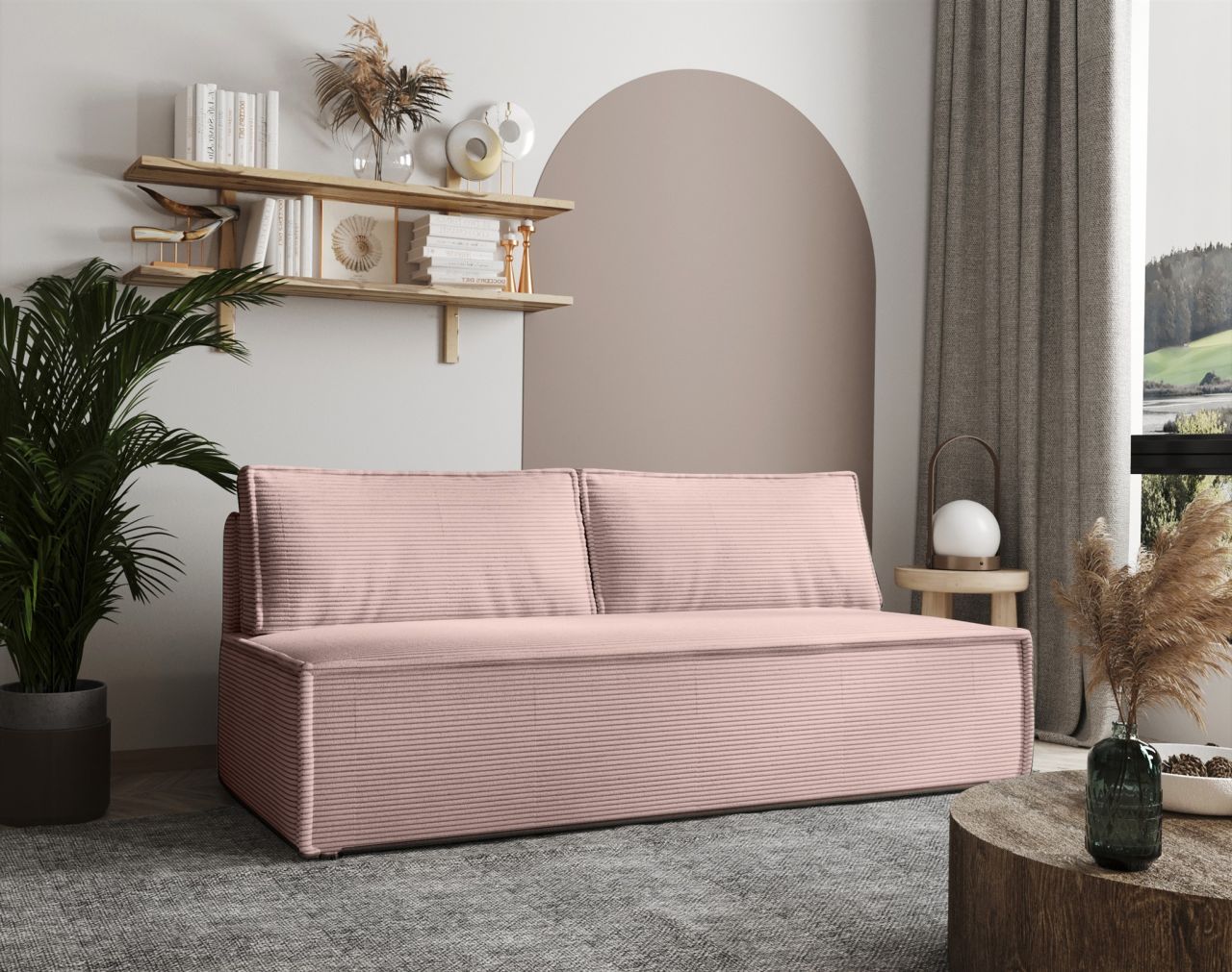 Sofa ersofa EMMA 3-Sitzer mit Schlaffunktion in Stoff Zoom Flamingo
