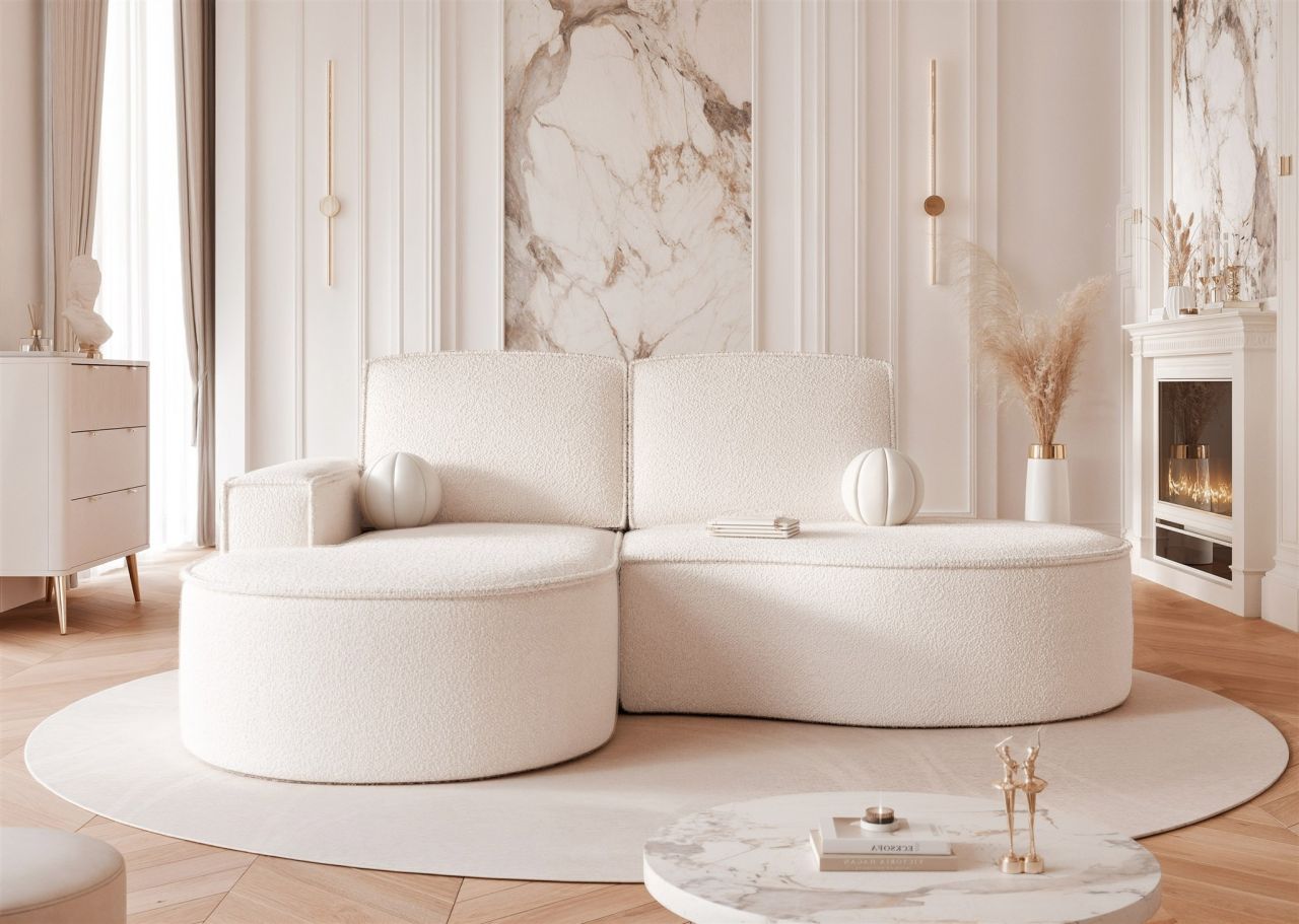Ecksofa ersofa Sofa ARLET in Stoff Abriamo Creme Ottomane Links