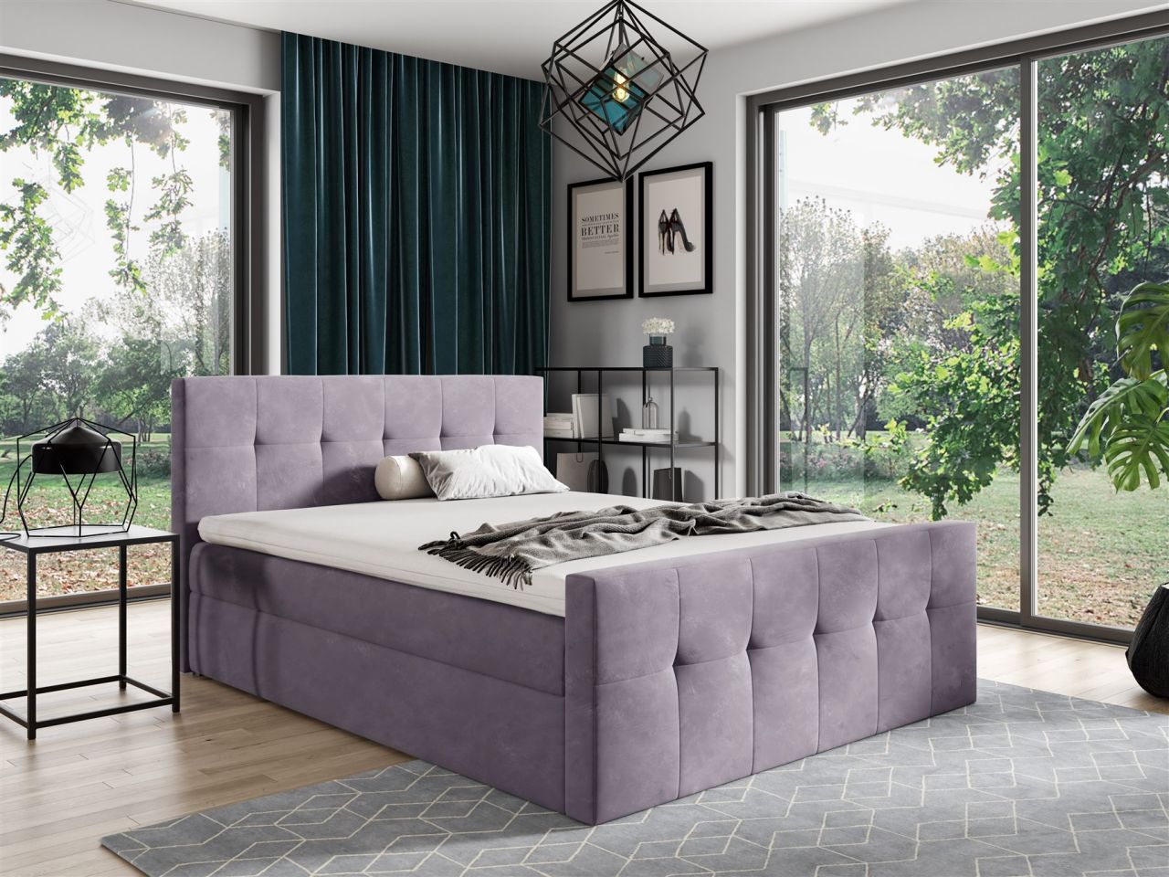 Boxspringbett Schlafzimmerbett OWEN 160x200cm Stoff Altrosa