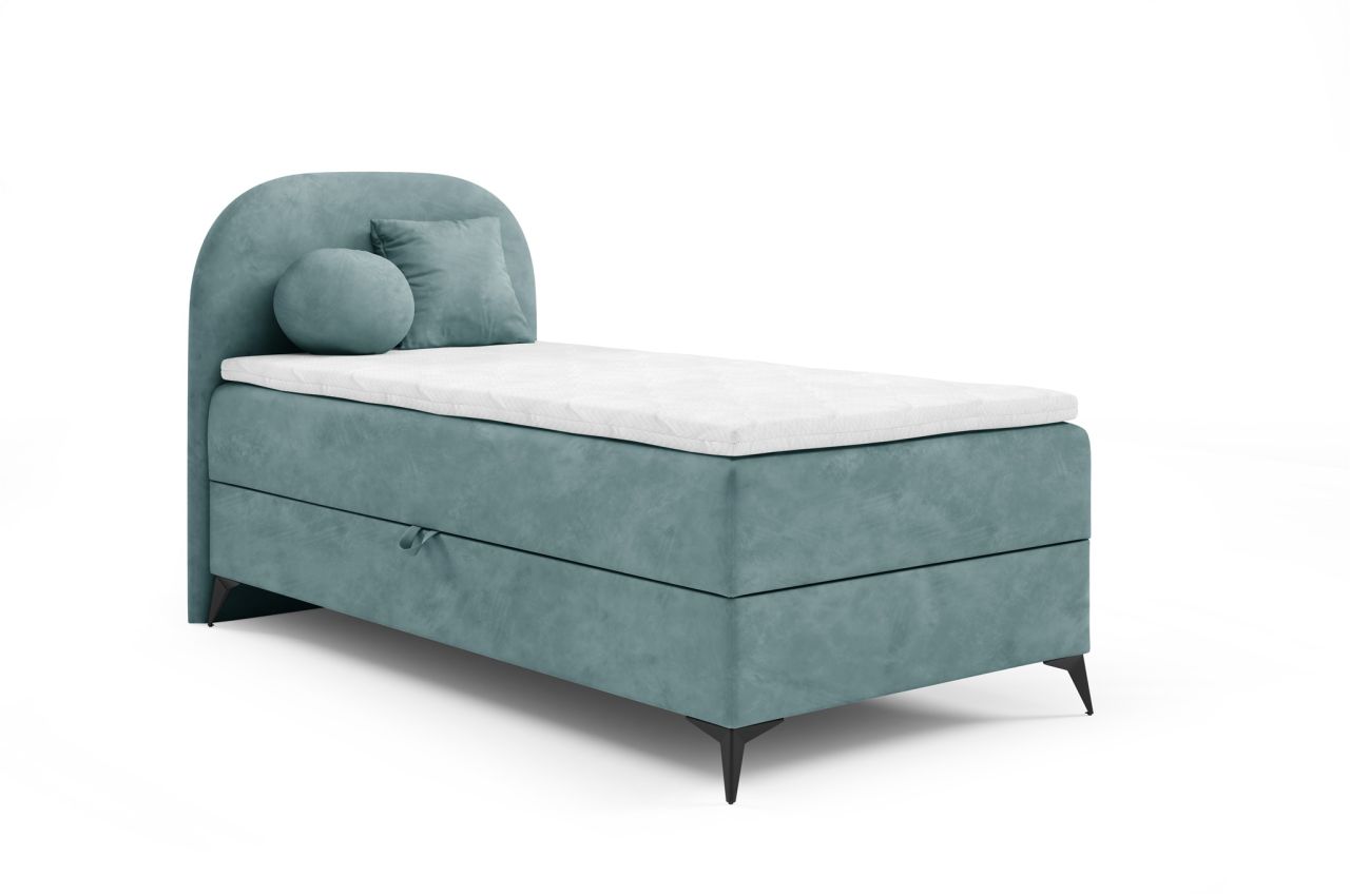 Boxspringbett Gästebett GORGIA 100x200cm Stoff Jasmin Türkis