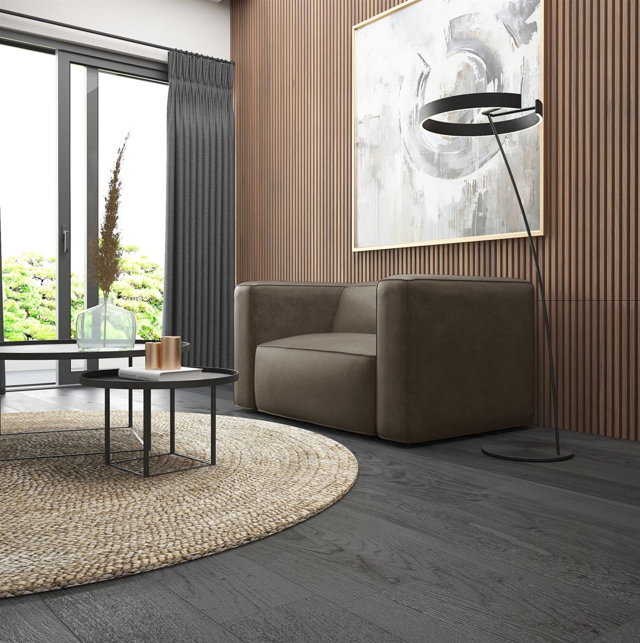 Sessel ersessel HELMER in Stoff Pola Braun