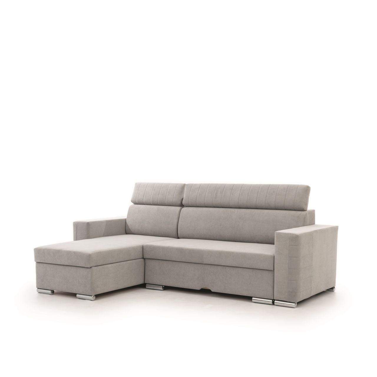 Ecksofa Schlafsofa Sofa CANTON in Stoff Camelia Hellgrau Ottomane Links