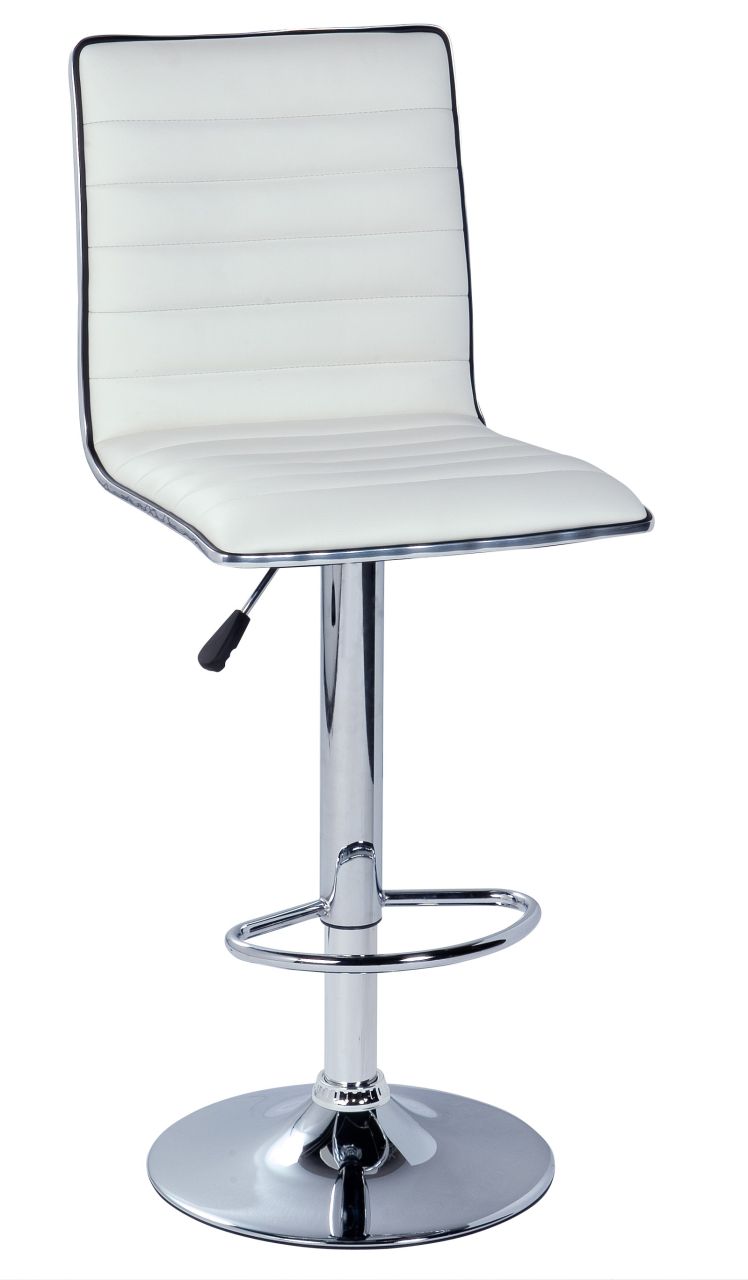 Barhocker Hocker 2er Set - ARLIN - Kunstleder Weiss - verchromt