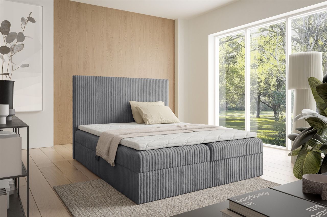 Boxspringbett Schlafzimmerbett ARNAU 120x200cm Stoff Tilia Grau