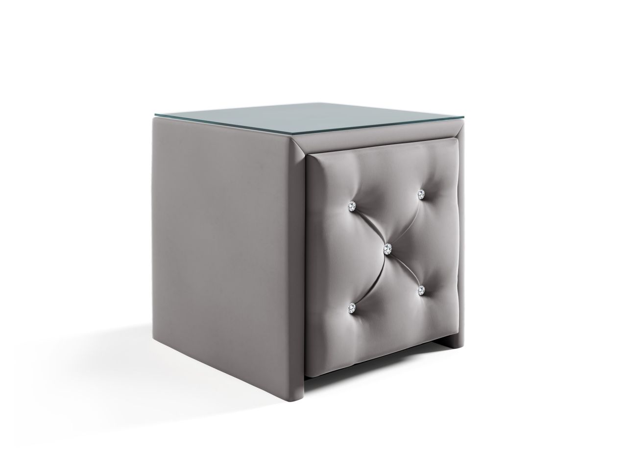 Nachttisch Nachtkonsole SEVRA 50x50cm in Stoff Elisa Velvet Hellgrau