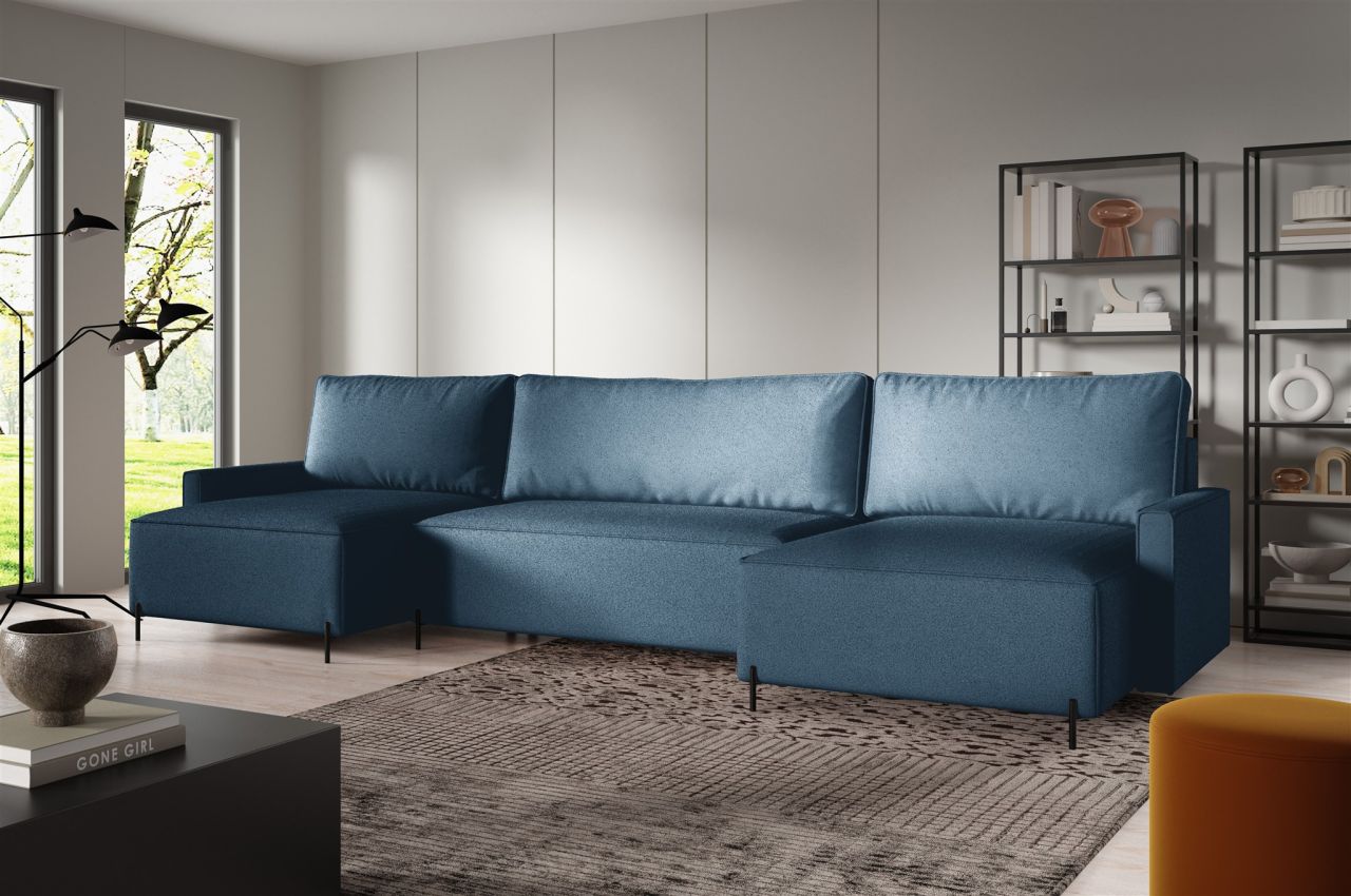 Wohnlandschaft mit Schlaffunktion BRAGA Sofa U-Form Stoff Now or Never Meeres...