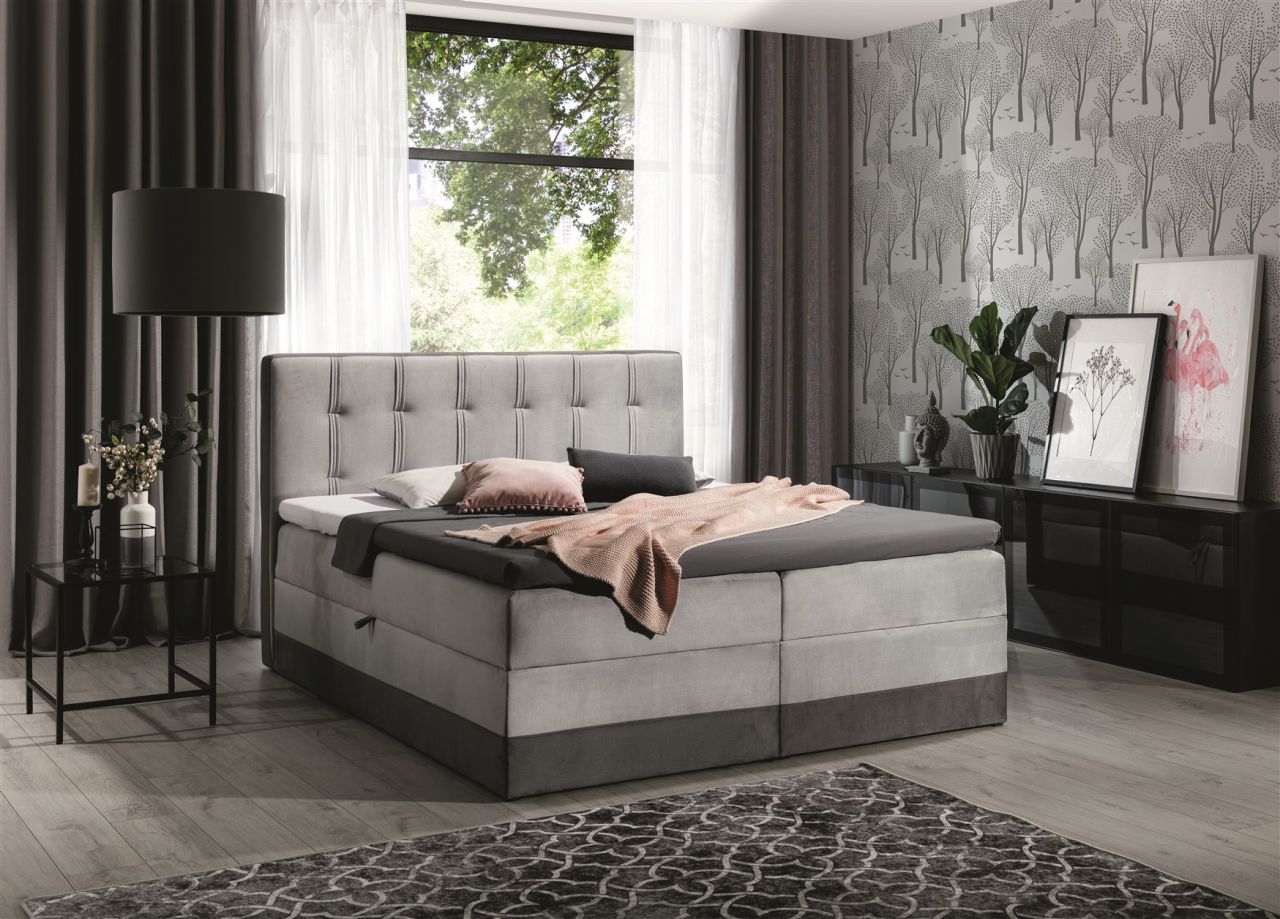 Boxspringbett Schlafzimmerbett TAVIRA 100x200cm in Stoff