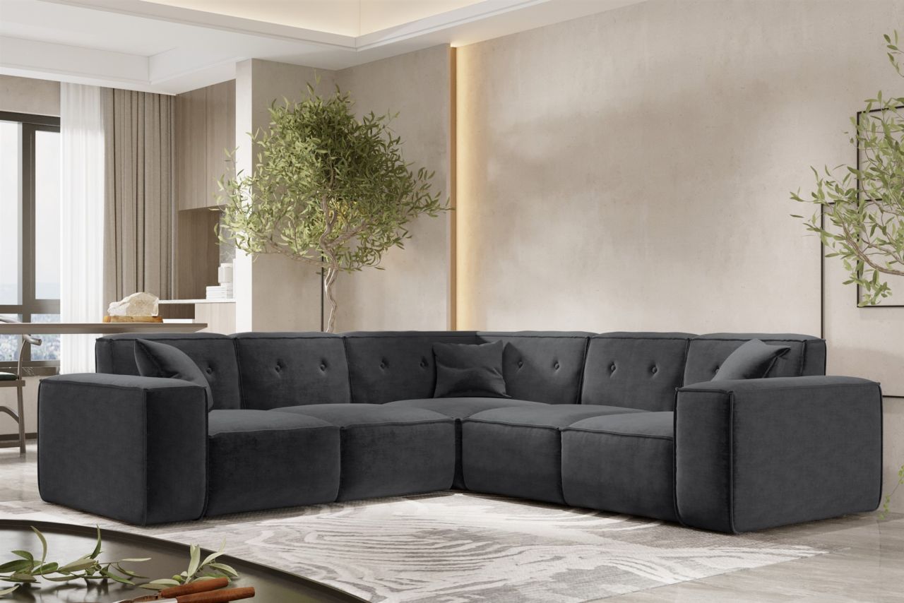 Ecksofa ersofa CESINA in Stoff Perfect Harmony Anthrazit Seite Universal