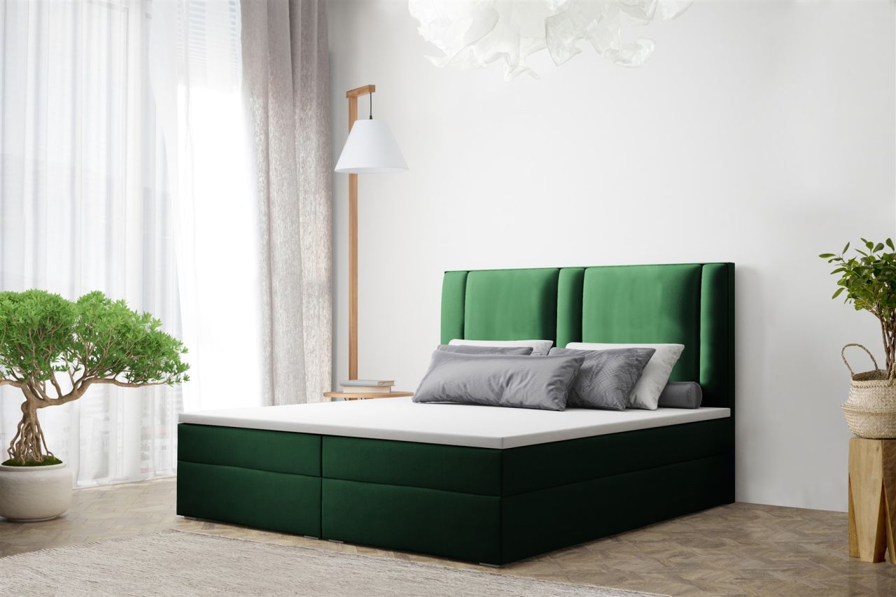 Boxspringbett Schlafzimmerbett CANDELA 200x200cm in Stoff Grün
