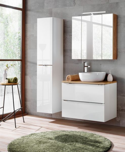 Badmöbel Set 3-tlg Badezimmerset PERUGIA Weiss ohne Waschbecken 60cm | Badmöbel-Sets | Badmöbel