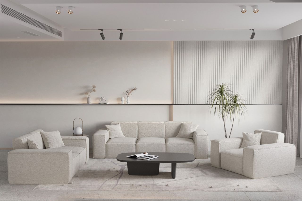 Sofaset ersofa CELES PREMIUM 3-2-1 in Stoff Ascot Bukla Beige