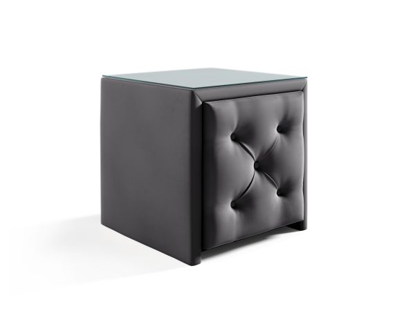 Nachttisch Nachtkonsole ERNESTO 50x50cm in Stoff Elisa Velvet Anthrazit | Bettkonsole & Nachttisch | Schlafzimmer