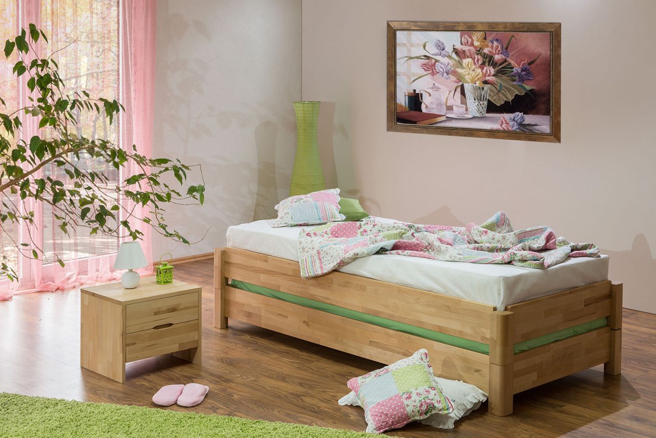 Gästebett Stapelbett 2er Set - MOBY -90x200 Buche massiv inkl.Rollrost