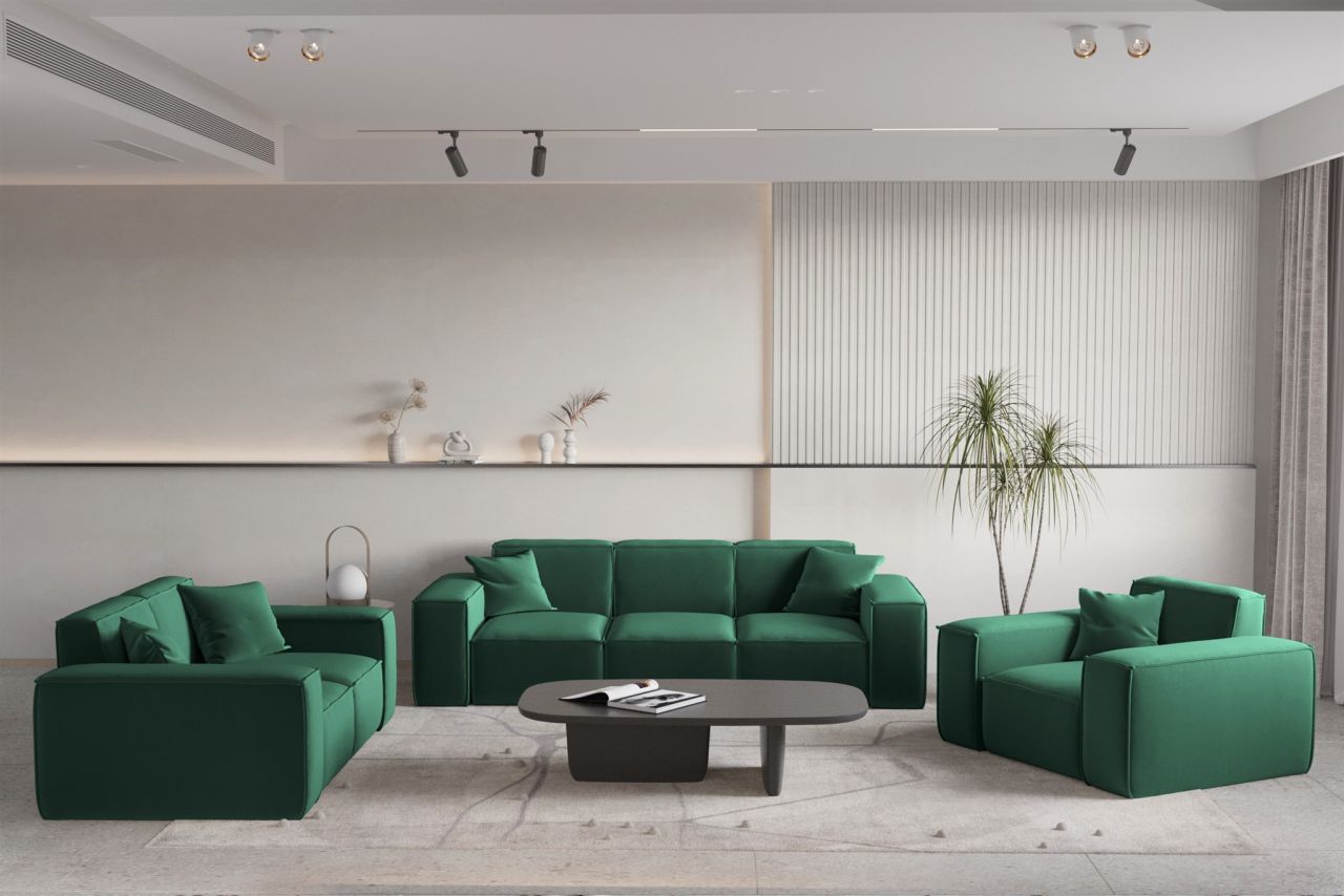 Sofaset ersofa CELES PREMIUM 3-2-1 in Stoff Opera Velvet Grün