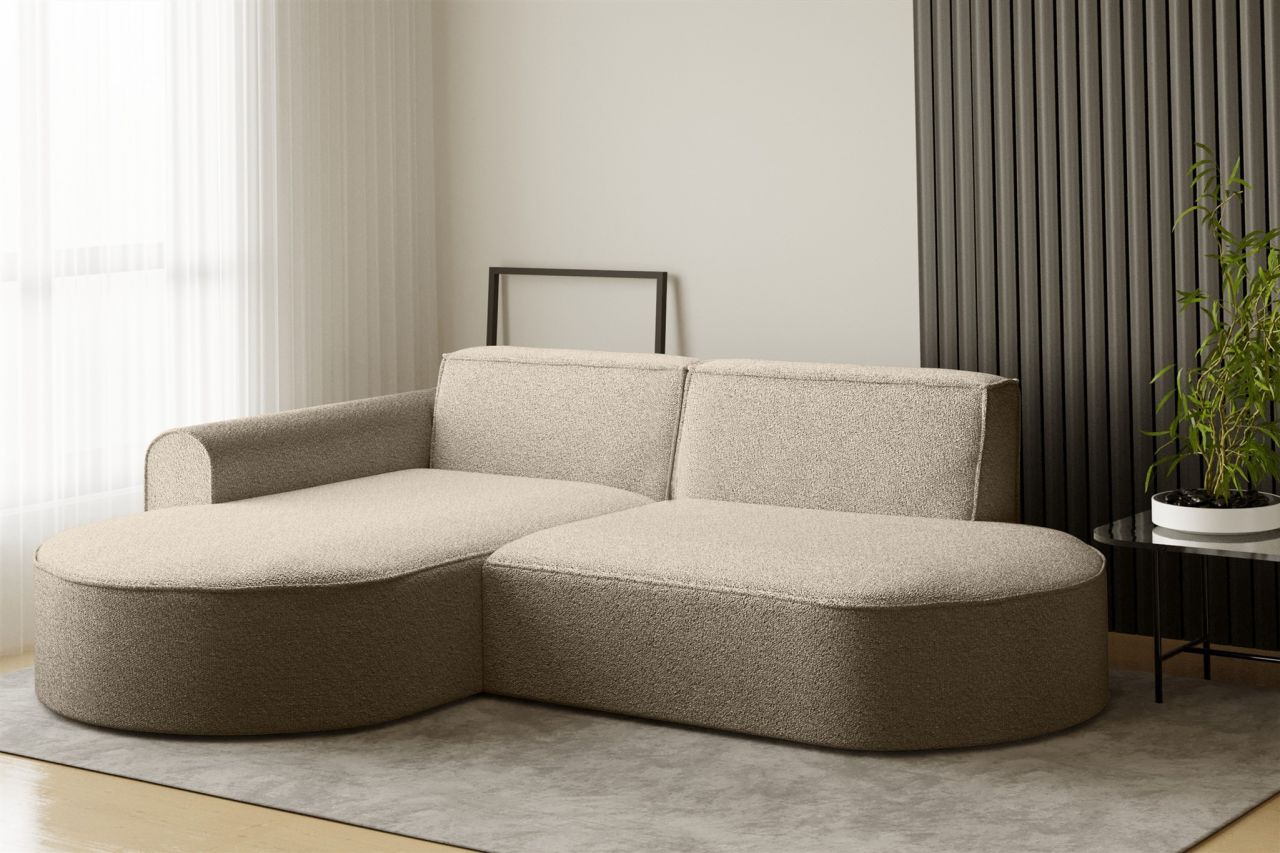 Ecksofa ersofa BONDY in Stoff Ascot Hellbraun Ottomane Links