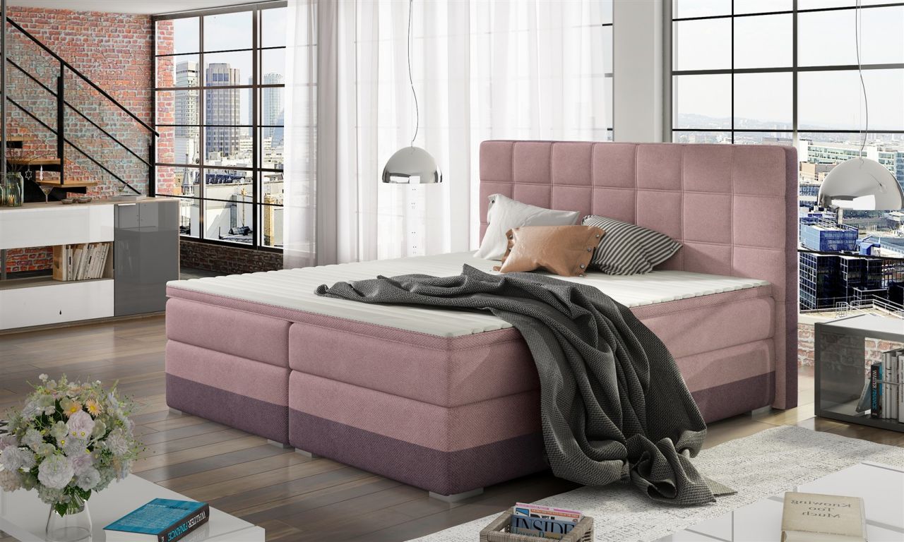 Boxspringbett Bett PRATO Webstoff Violett/ Rosa 180x200cm