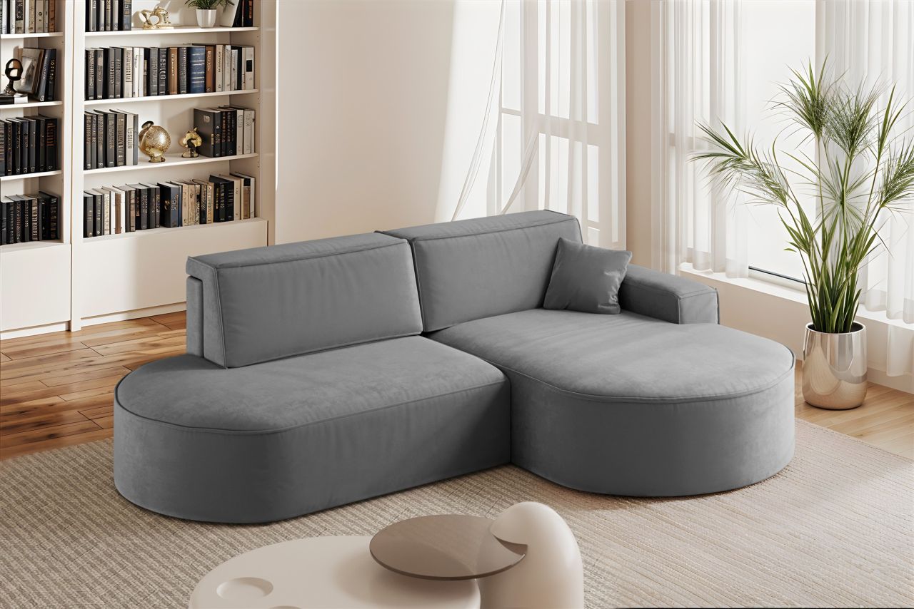 Ecksofa Schlafsofa Sofa VENEDIG Stoff Salvador Grafit Ottomane Rechts