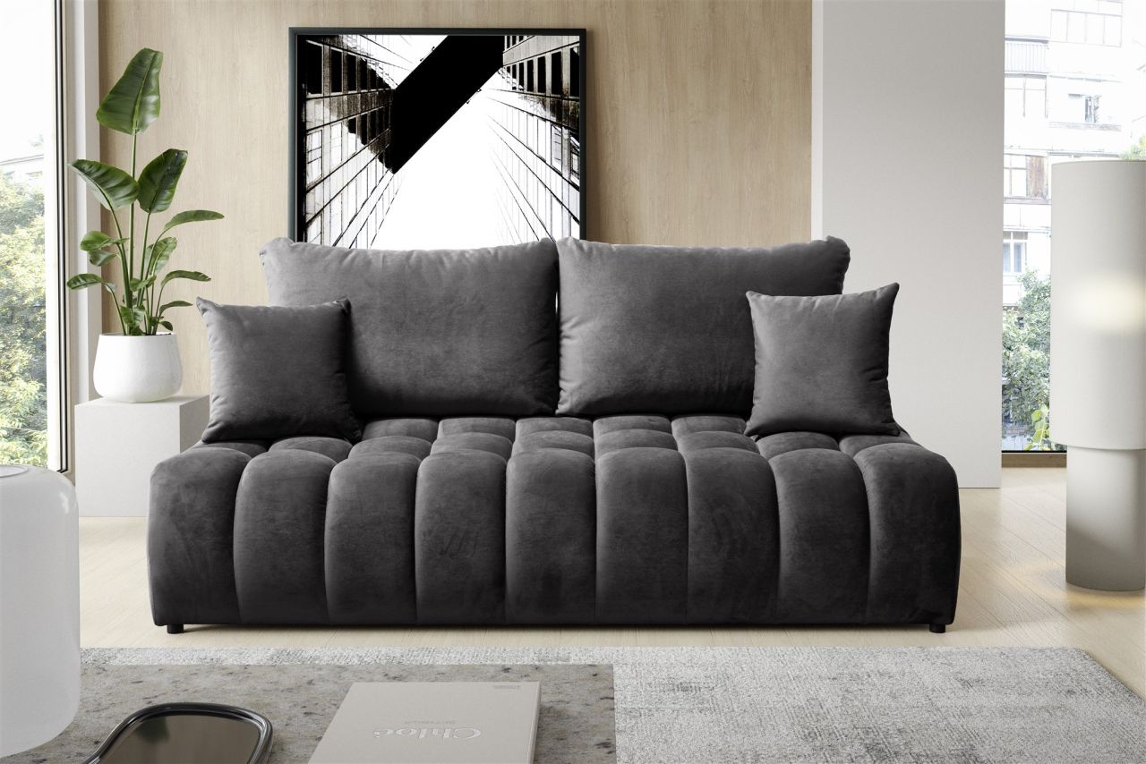 Sofa 3-Sitzer mit Schlaffunktion NINA Stoff Soft Graphit