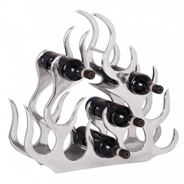 Weinregal Design 50 cm für 11 Flaschen Aluminium Silber