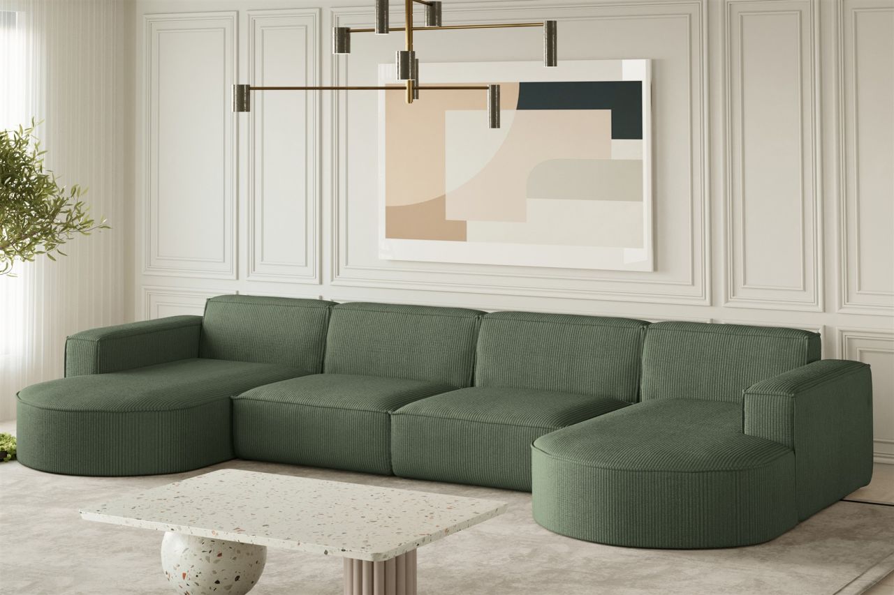 Wohnlandschaft U-Form Sofa PALMA XL in Stoff Scala Forest