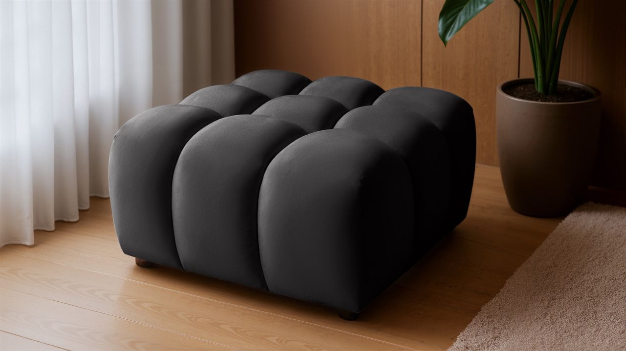 Polsterhocker erhocker FLOW in Stoff Bluvel Schwarz