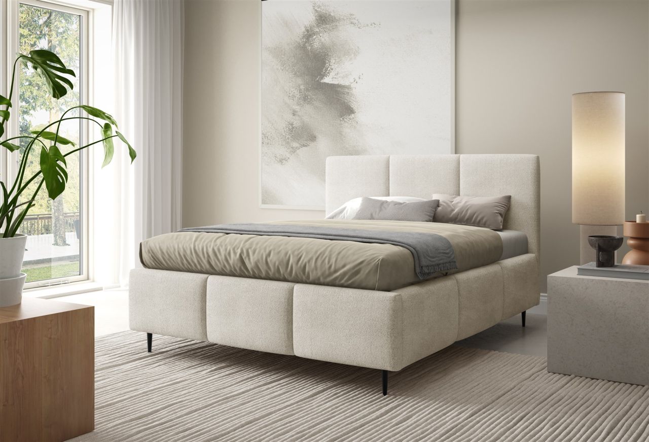 Polsterbett Schlafzimmerbett MIAMI 140x200cm in Stoff Coral Beige