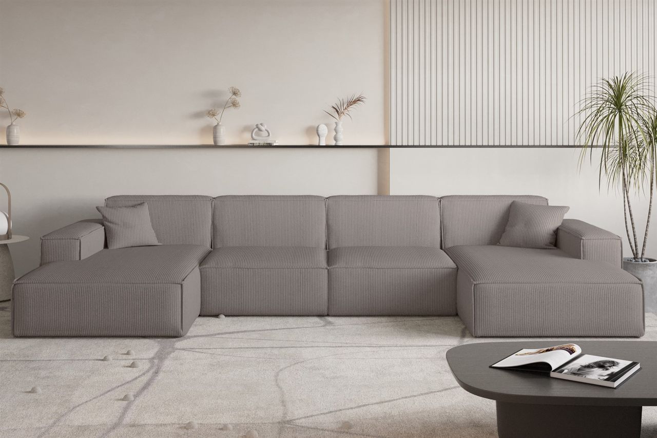 Wohnlandschaft Sofa U-Form CELES PREMIUM in Stoff Scala Taupe