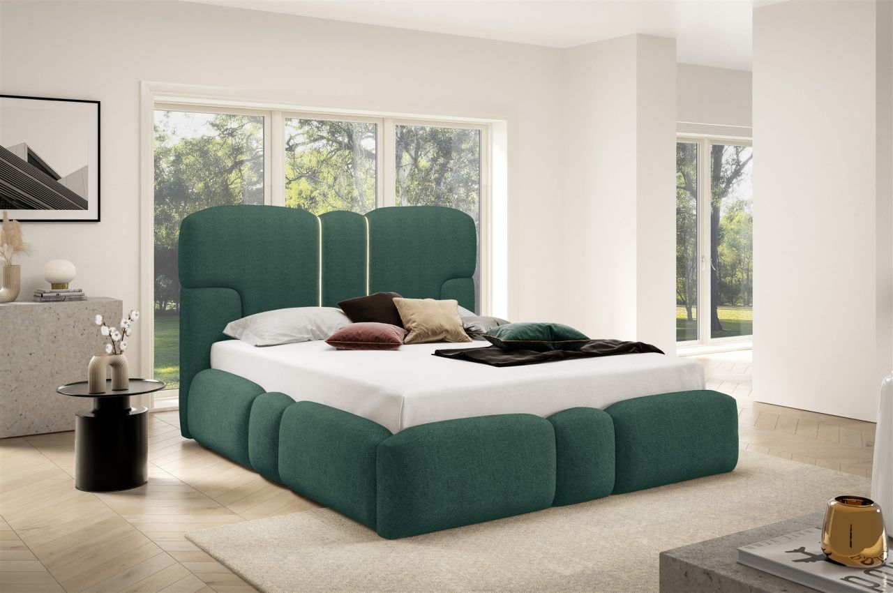 Polsterbett Schlafzimmerbett JORDAN 160x200cm Komplettset in Stoff Doha Meere...