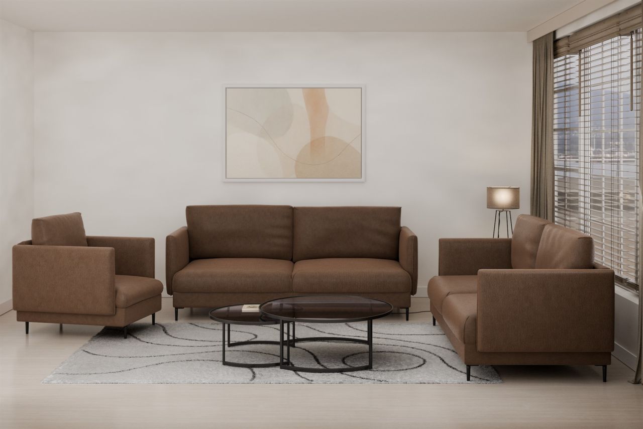 Fun Moebel Braun Sofaset Designersofas Helmer 3-2-1 Stoff Vibe