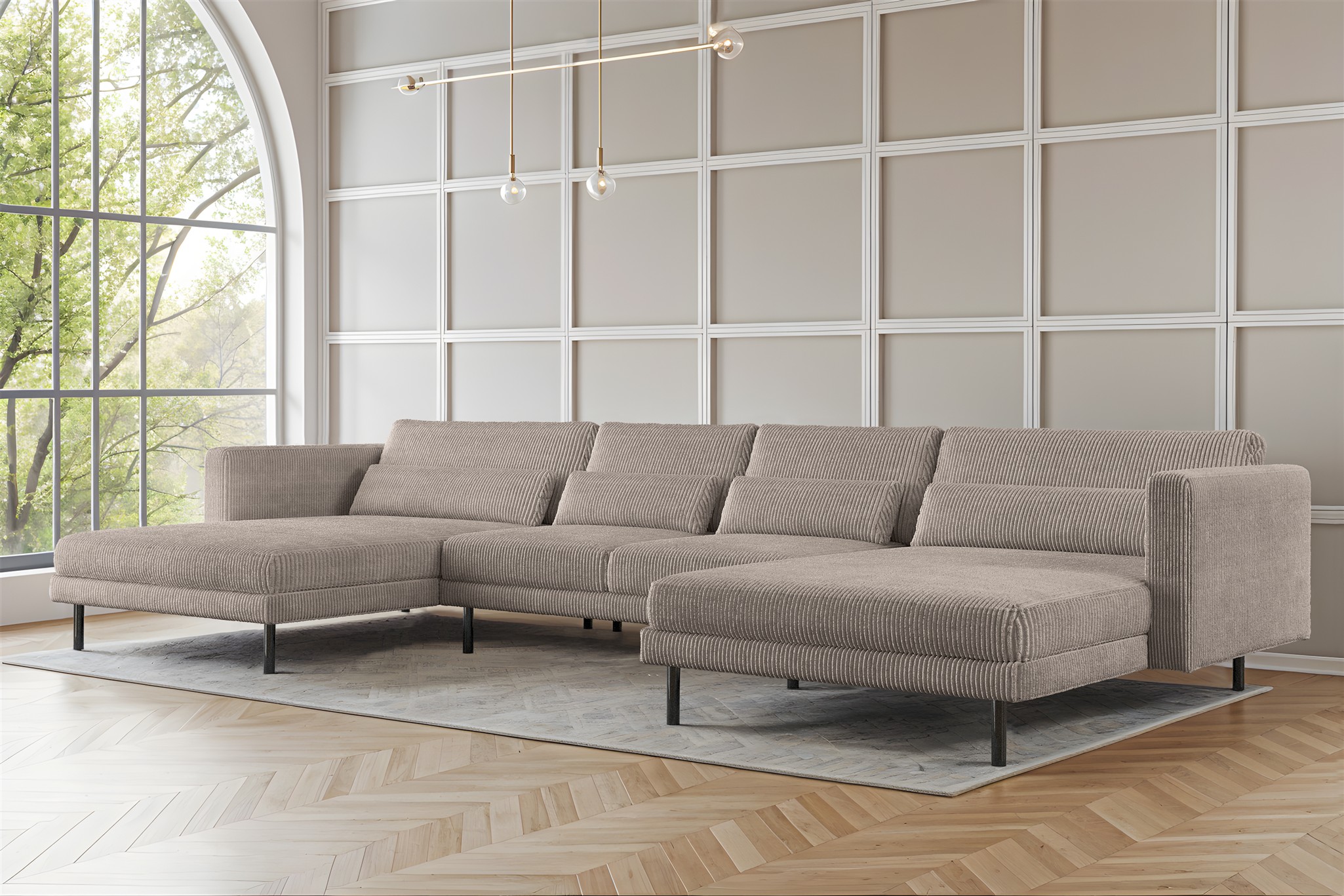 Wohnlandschaft U-Form Sofa AGADA in Stoff Poso Beige | Wohnlandschaften ohne Schlaffunktion | Polstermöbel