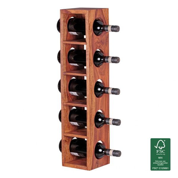 Weinregal Flaschenregal 70 cm für 5 Flaschen Massiv-Holz Sheesham