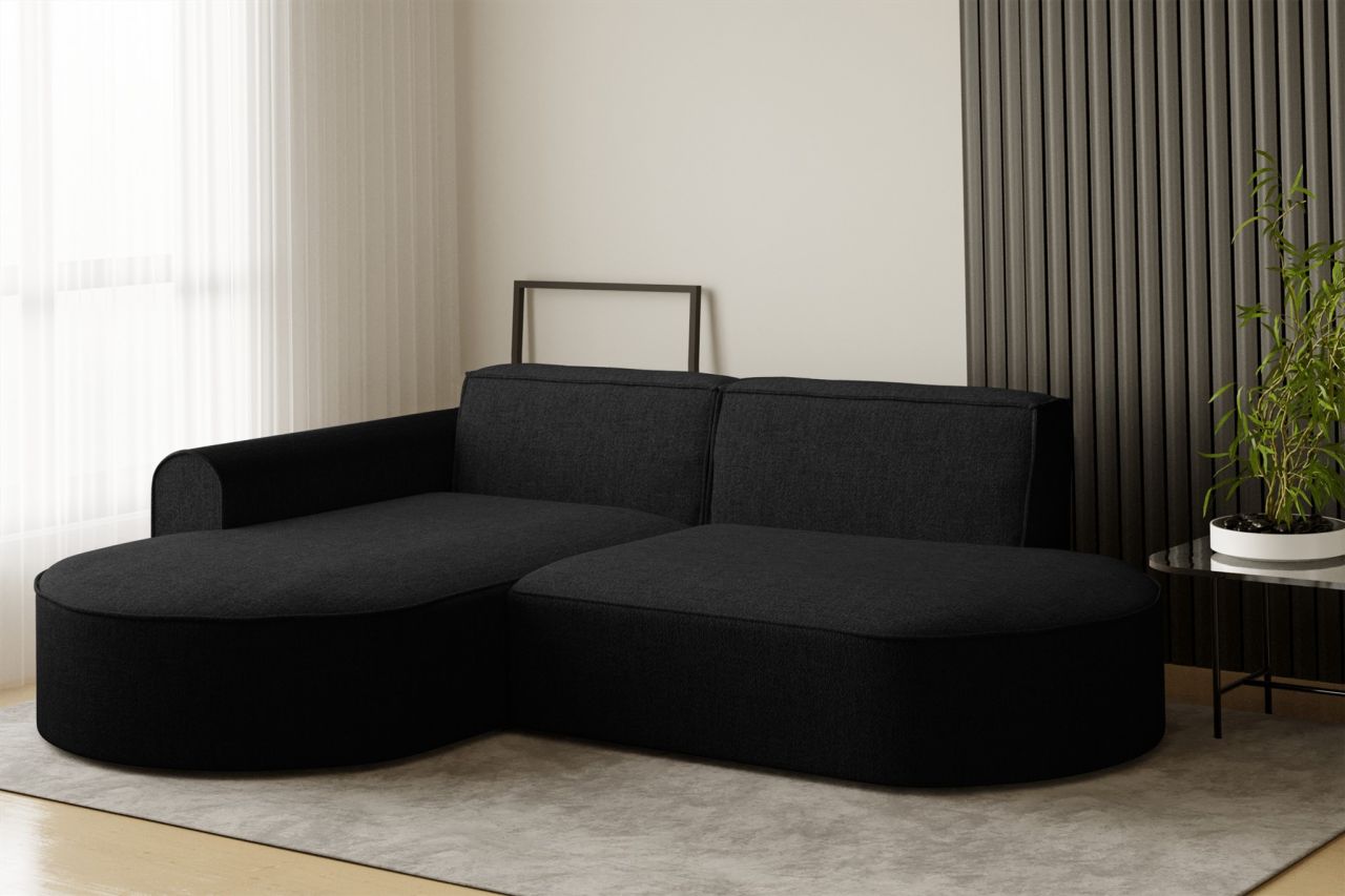 Ecksofa ersofa BONDY in Stoff Neve Schwarz Ottomane Links