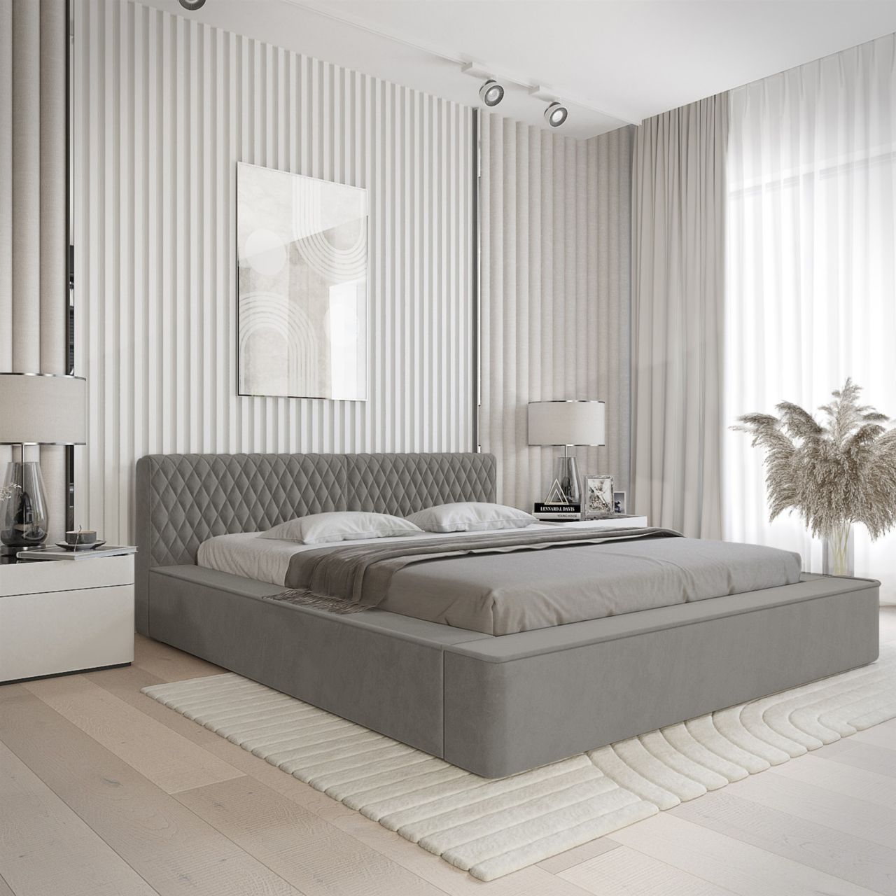 Polsterbett Doppelbett NORFOLK 180x200cm in Stoff Ditra Grau