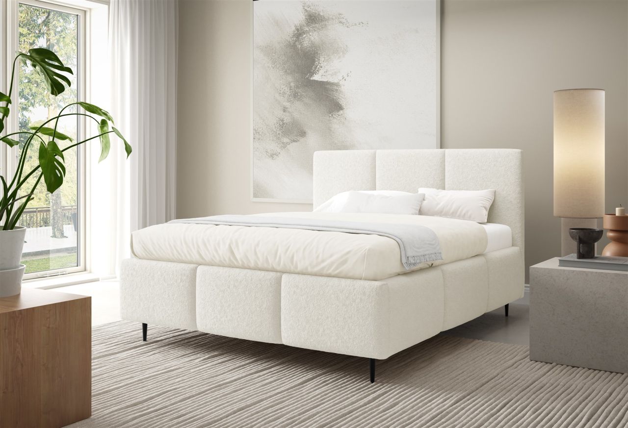 Polsterbett Schlafzimmerbett MIAMI 140x200cm in Stoff Lambi Creme