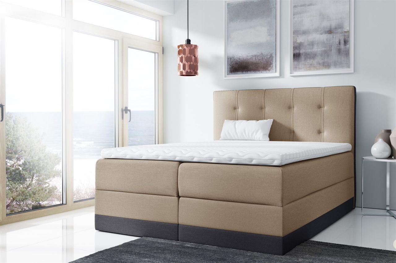 Boxspringbett Schlafzimmerbett BALEA 200x200cm Cappuccino-Grau
