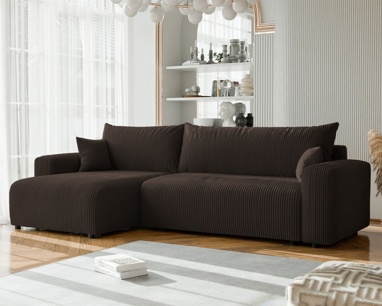 Fun Möbel Ecksofa Mit Schlaffunktion Luna Max In Stoff Poso Dunkelbraun Ottomane Links