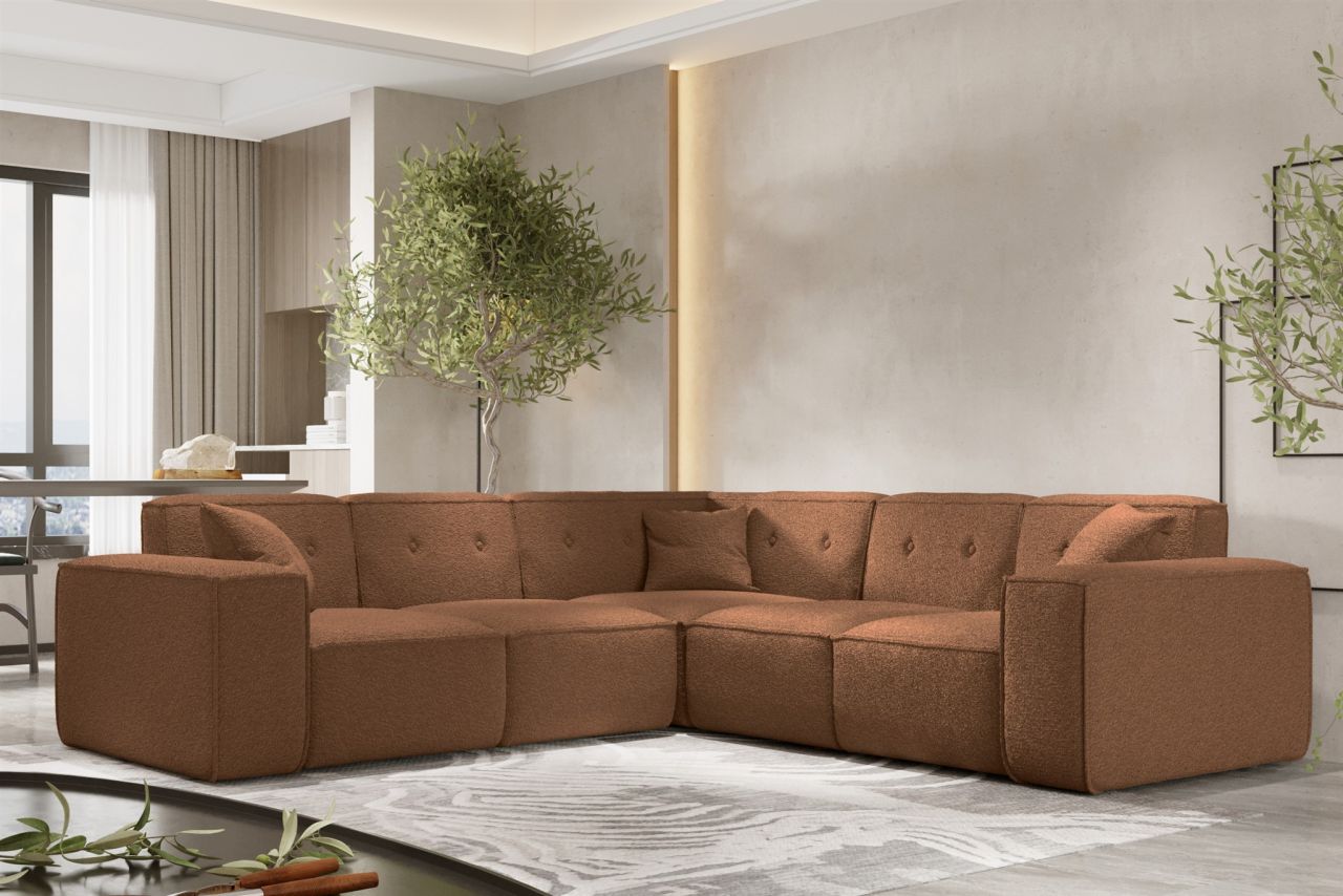 Ecksofa ersofa CESINA in Stoff Ascot Bukla Rostbraun Seite Universal