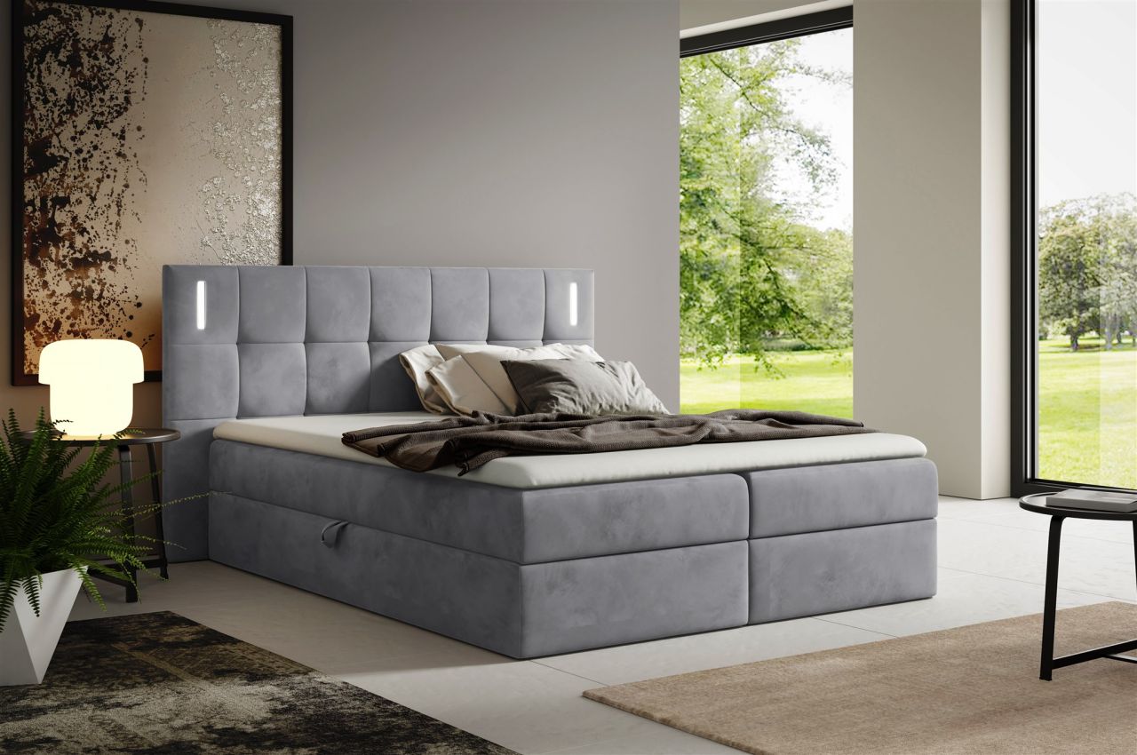 Boxspringbett Schlafzimmerbett MARTIM 120x200cm in Stoff Fresh Grau