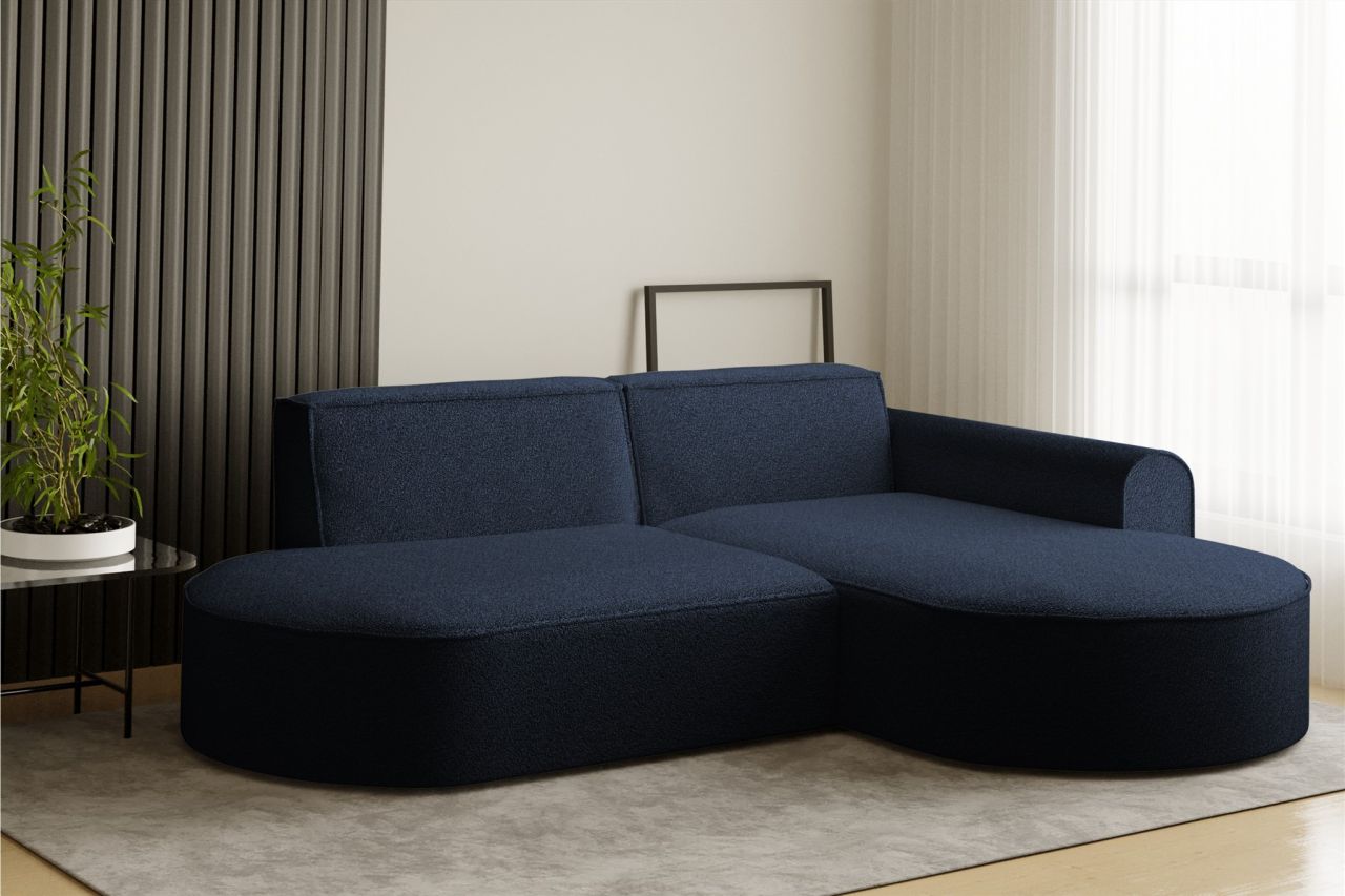 Ecksofa ersofa BONDY in Stoff Ascot Dunkelblau Ottomane Rechts